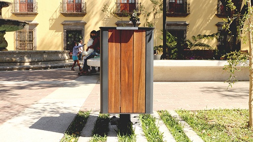 [BKT-BA-003-MA/DOB/CEN/GRO] Basurero 003 madera (Con cenicero, Doble)