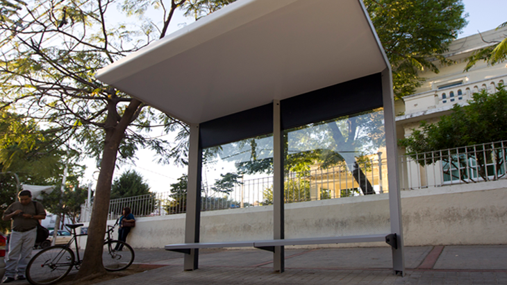 [BKT-PA-002/280/RC/GRO] Bus shelter 002 (Gris Oscuro, 280 cm, Respaldo cristal)