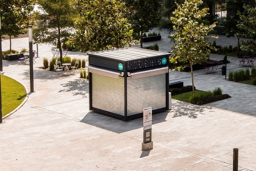 [BKT-MO-004/3X2/3C/3COR/GRO] Kiosk 004 (Gris Oscuro, 3 m x 2 m, 3 frentes con cortina)