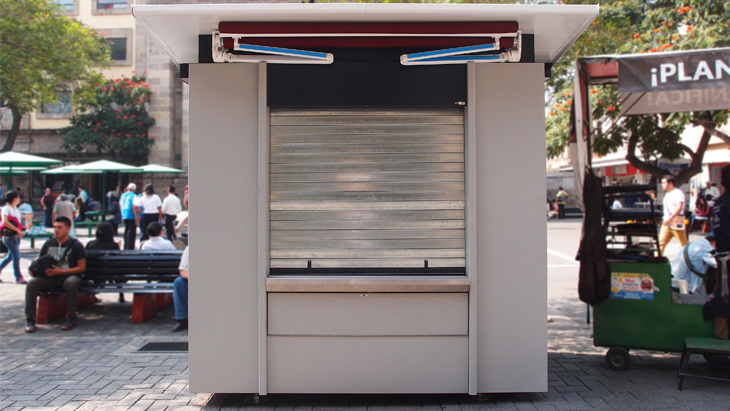 [BKT-MO-005/ATE/260X160/GRO] Kiosk 005 (Dark gray, 260 cm x 160 cm, Attention)